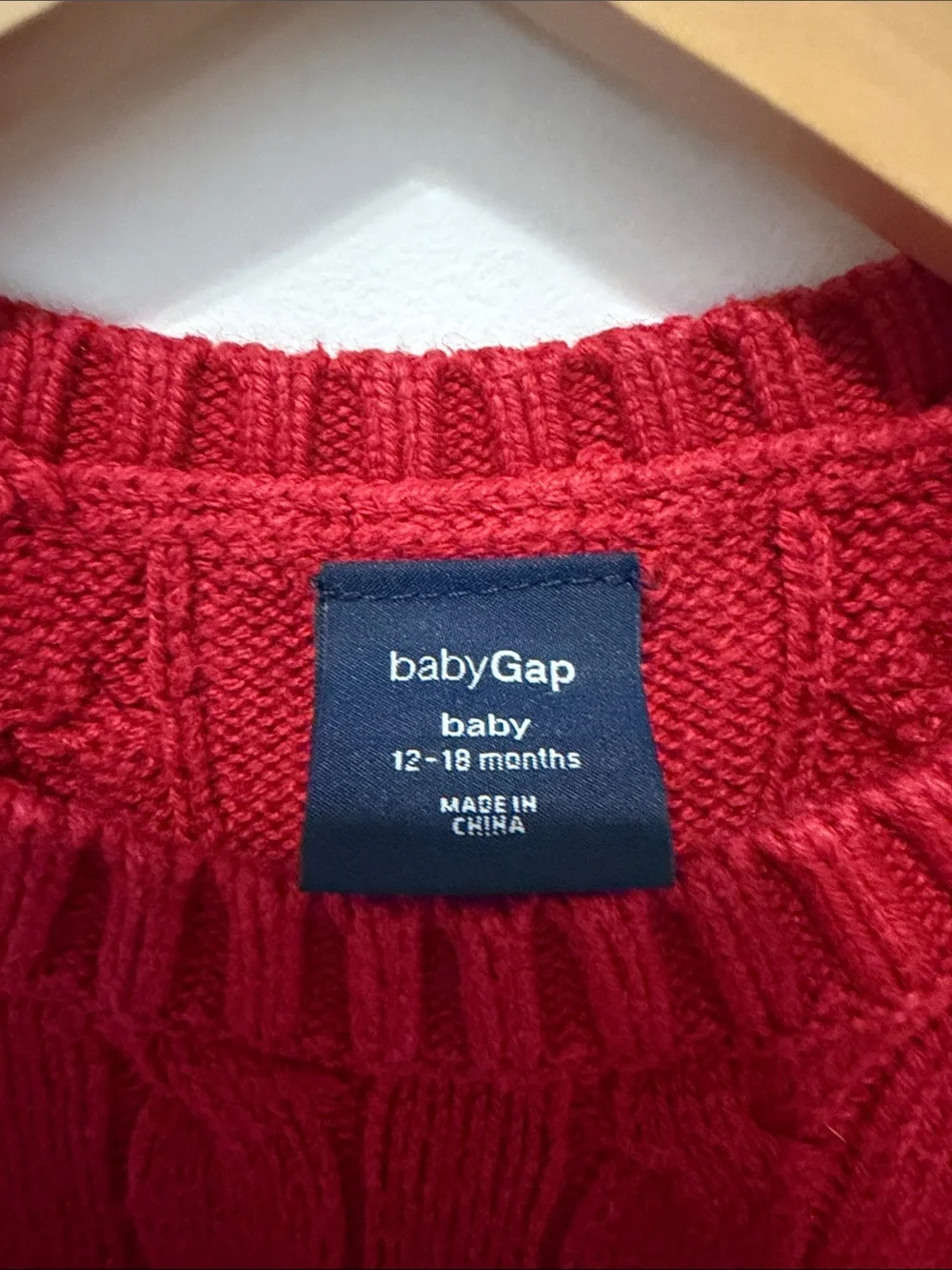 GAP Red Cable Knit Button Shoulder Sweater